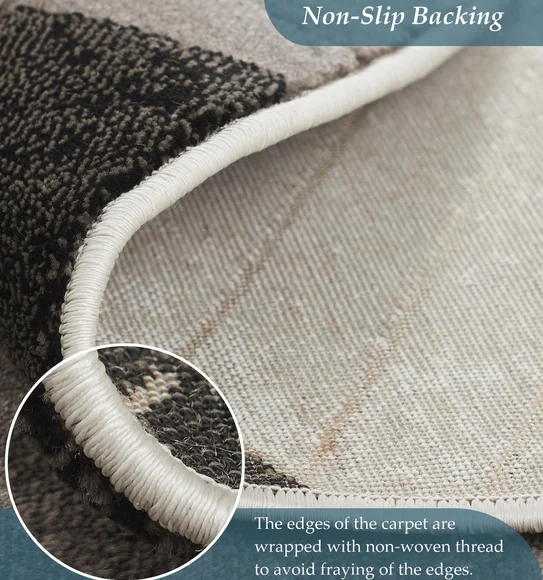 Flamme Textured Round Shaped Carpet Blue Brown
