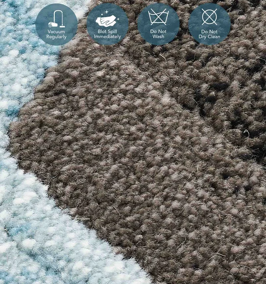 Flamme Textured Round Shaped Carpet Blue Brown