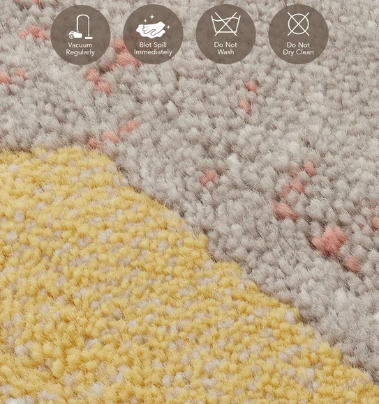 Flamme Geometric Round Shaped Carpet Peach and Brown