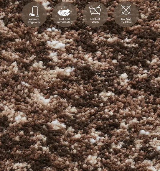Flamme Abstract Round Shaped Carpet D.Brown and Cream
