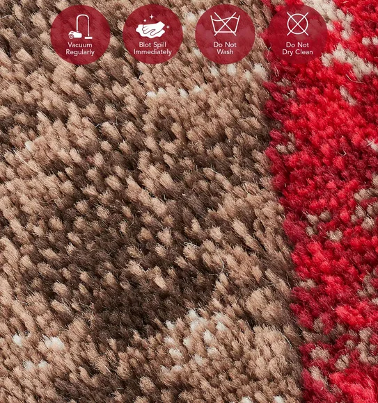 Flamme Abstract Round Shaped Carpet Brown and Red