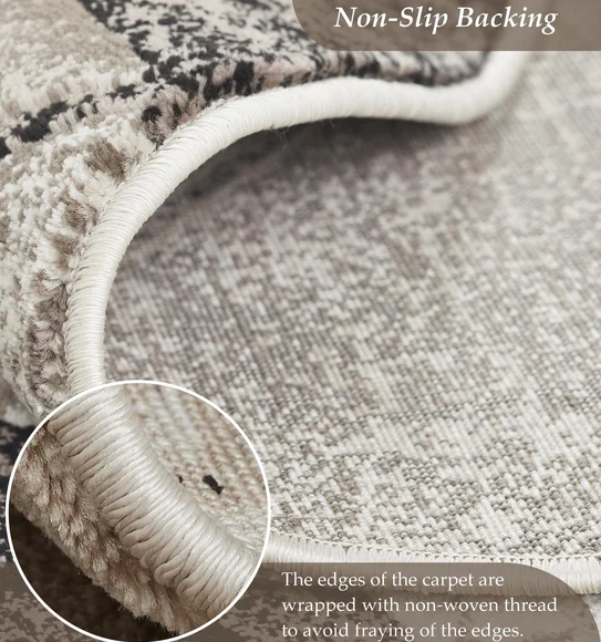Flamme Abstract Round Shaped Carpet Charcoal and Taupe