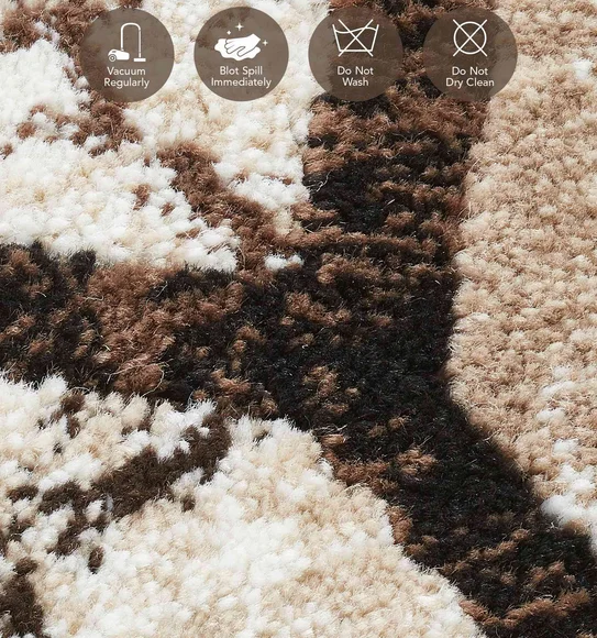 Flamme Ethnic Round Shaped Carpet Brown and Beige