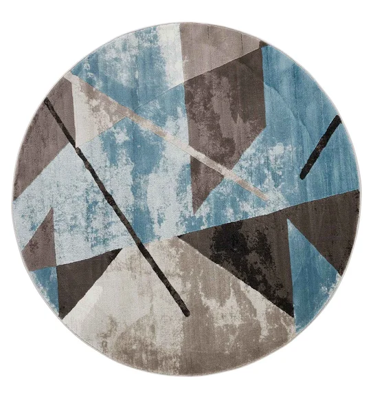Flamme Textured Round Shaped Carpet Blue and Brown