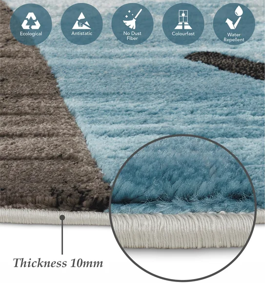 Flamme Textured Round Shaped Carpet Blue and Brown