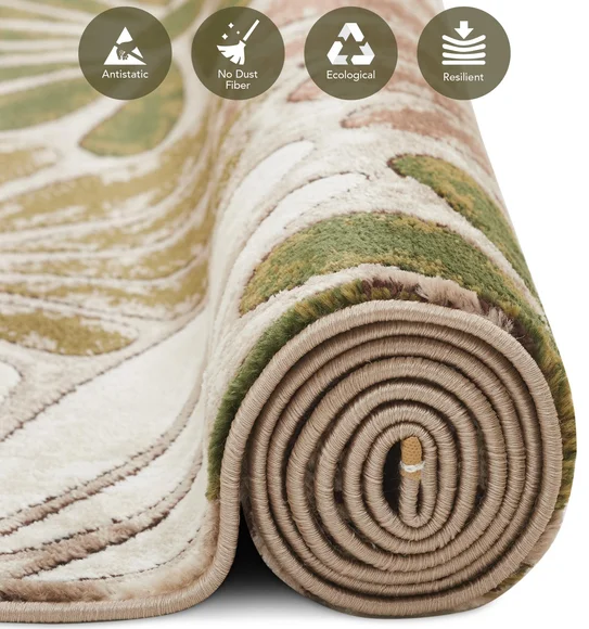 Genious Machine Made Carpet Green and Beige