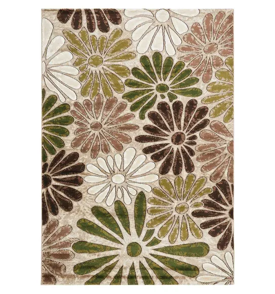 Genious Machine Made Carpet Green and Beige