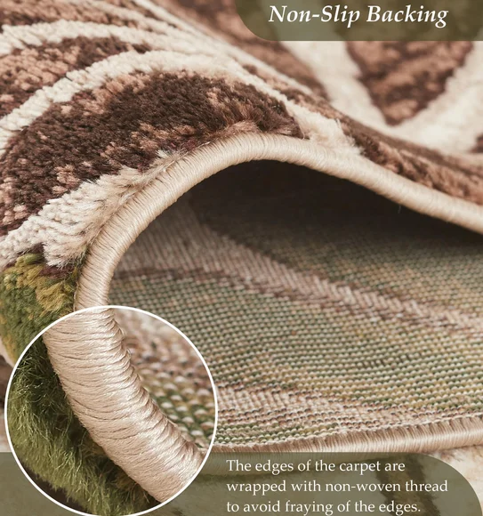 Genious Machine Made Carpet Green and Beige