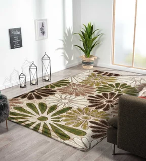 Genious Machine Made Carpet Green and Beige