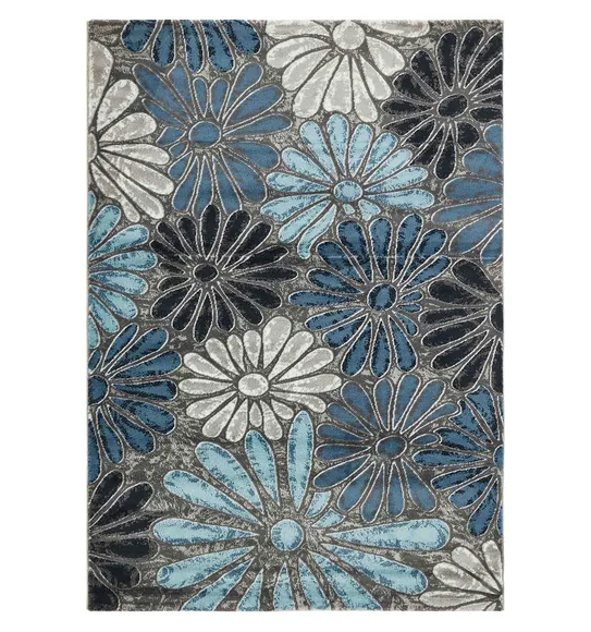Genious Machine Made Carpet Blue and Grey