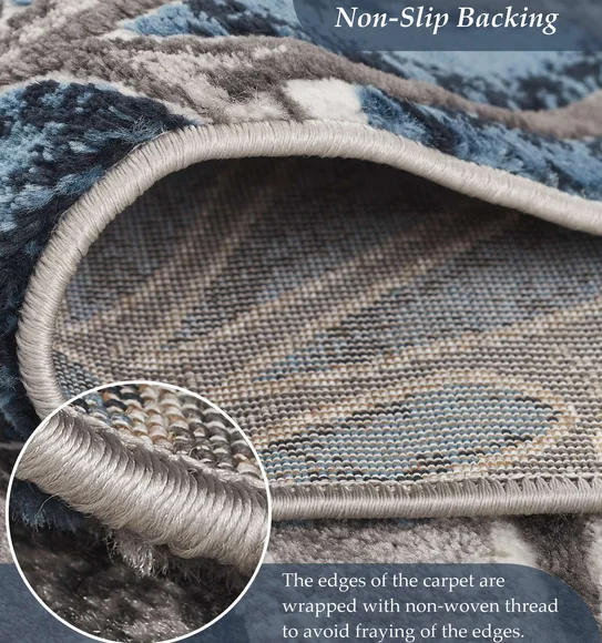 Genious Machine Made Carpet Blue and Grey