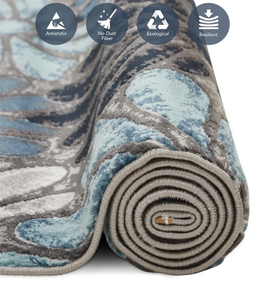 Genious Machine Made Carpet Blue and Grey