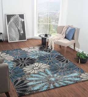 Genious Machine Made Carpet Blue and Grey