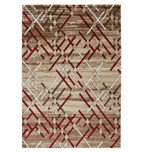 Genious Machine Made Carpet Brown and Burgundy