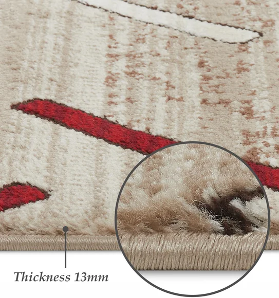 Genious Machine Made Carpet Brown and Burgundy