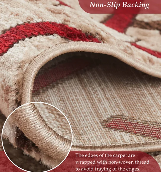 Genious Machine Made Carpet Brown and Burgundy