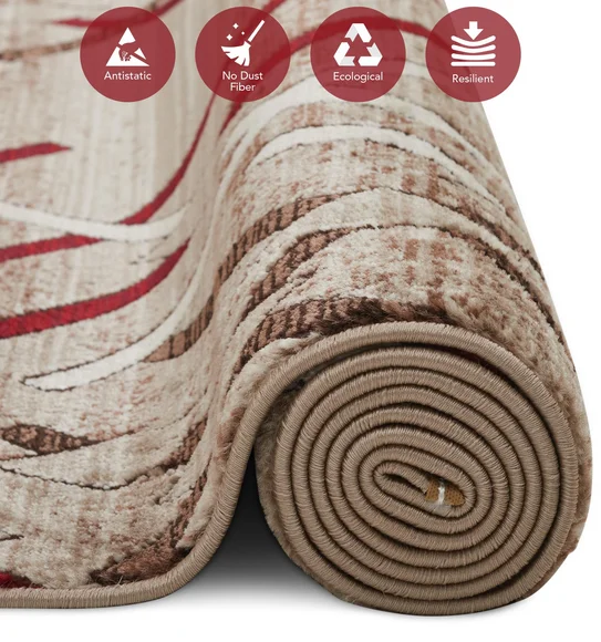 Genious Machine Made Carpet Brown and Burgundy