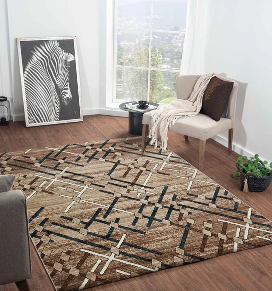 Genious Machine Made Carpet Navy and Brown