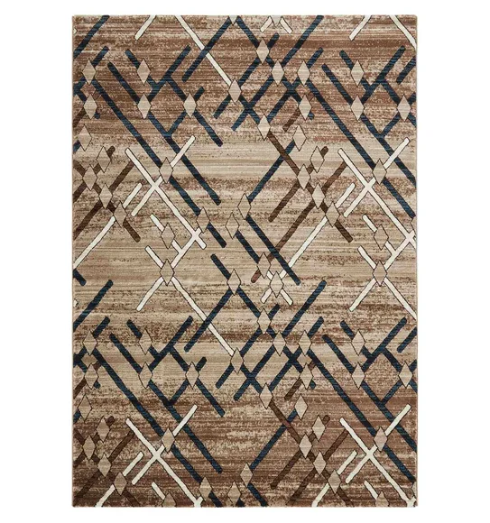 Genious Machine Made Carpet Navy and Brown