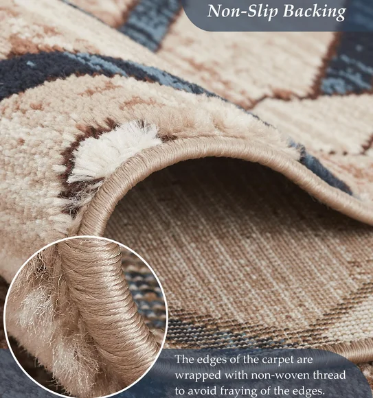 Genious Machine Made Carpet Navy and Brown