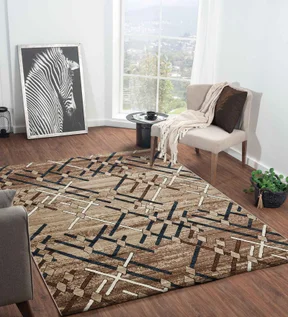 Genious Machine Made Carpet Navy and Brown