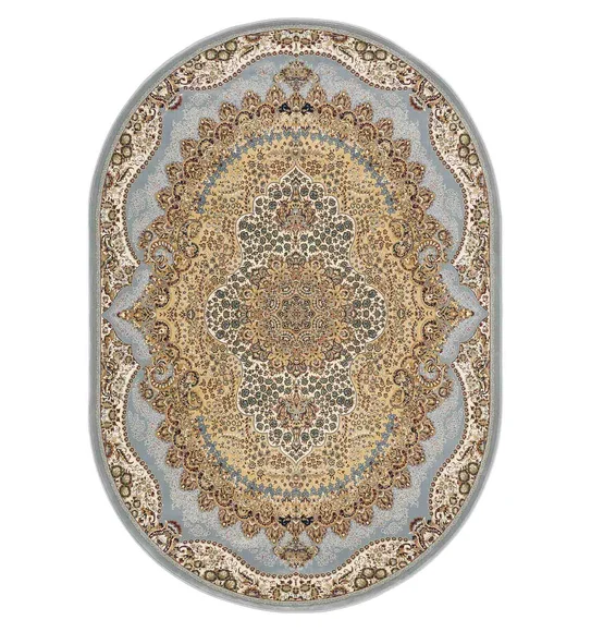 Hayat Oval Shaped Carpet Beige and Grey