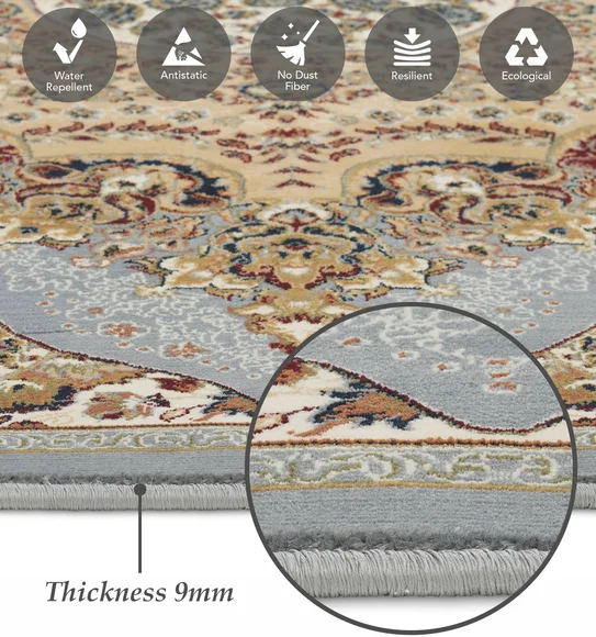 Hayat Oval Shaped Carpet Beige and Grey