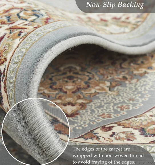 Hayat Oval Shaped Carpet Beige and Grey