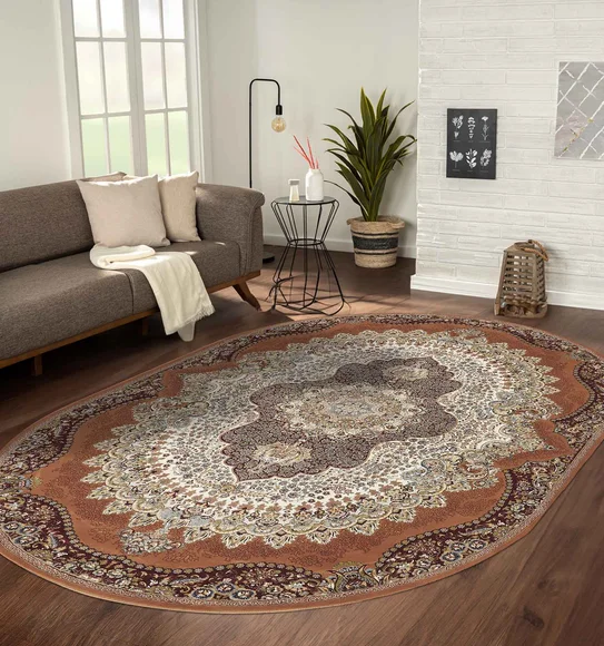 Hayat Oval Shaped Carpet Rust