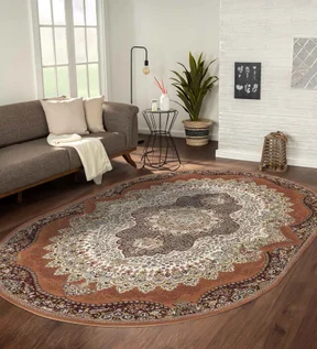 Hayat Oval Shaped Carpet Rust
