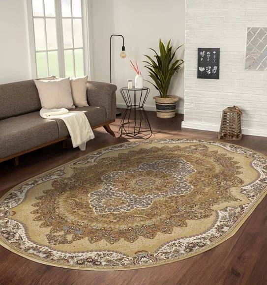 Hayat Oval Shaped Carpet Camel