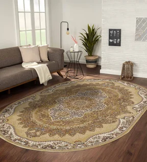Hayat Oval Shaped Carpet Camel