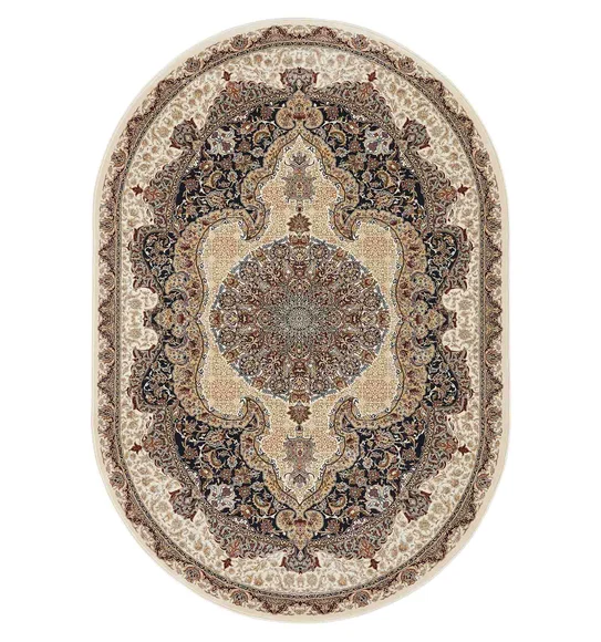 Hayat Oval Shaped Carpet Cream and Blue