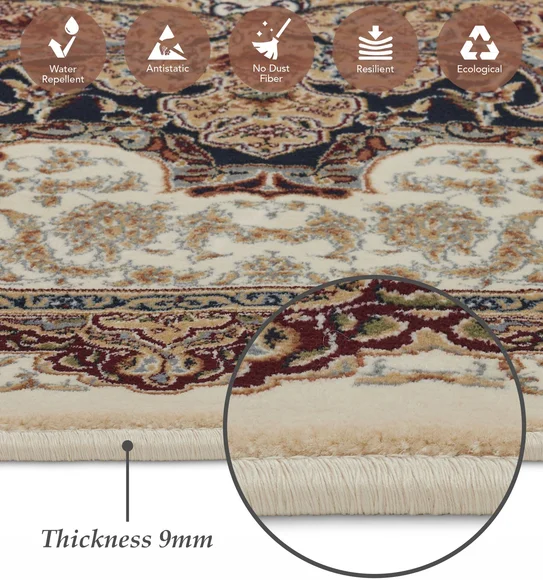 Hayat Oval Shaped Carpet Cream and Blue