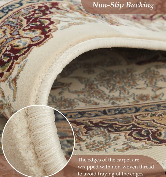 Hayat Oval Shaped Carpet Cream and Blue