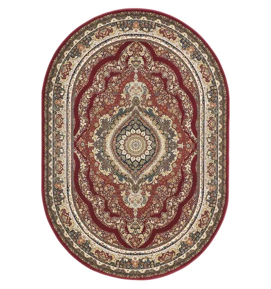 Hayat Oval Shaped Carpet Red and Cream