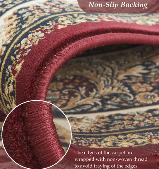 Hayat Oval Shaped Carpet Red and Cream