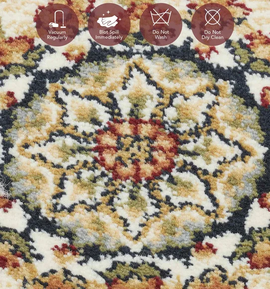Hayat Oval Shaped Carpet Red and Cream