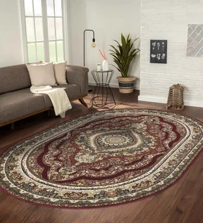 Hayat Oval Shaped Carpet Red and Cream