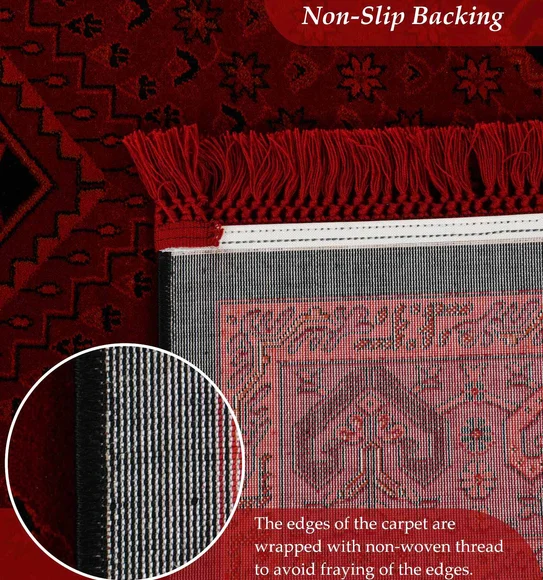 Afghan Classical Bedside Runner Red and Black