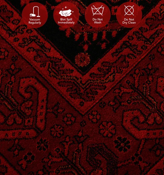 Afghan Classical Bedside Runner Red and Black