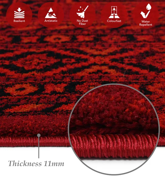 Afghan Classical Bedside Runner Red