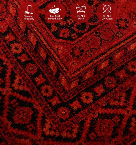 Afghan Classical Bedside Runner Red