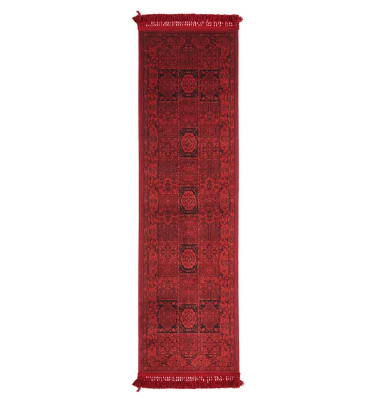 Afghan Classical Bedside Runner Red Black