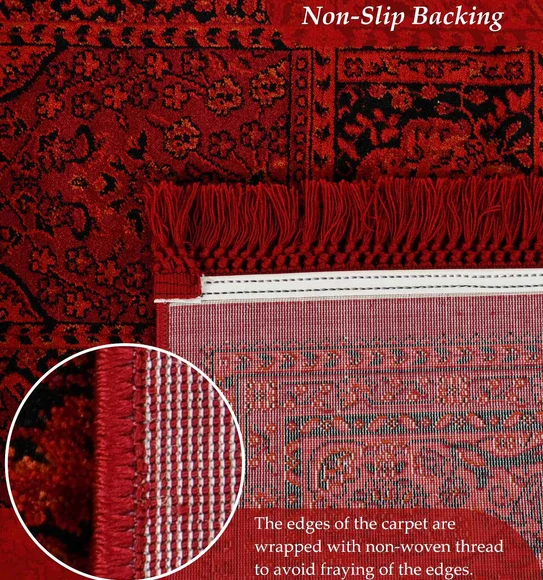Afghan Classical Bedside Runner Red Black