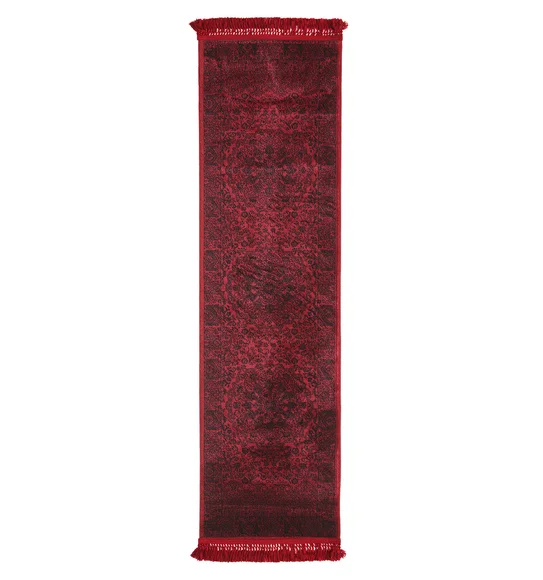 Afghan Classical Bedside Runner Black and Red