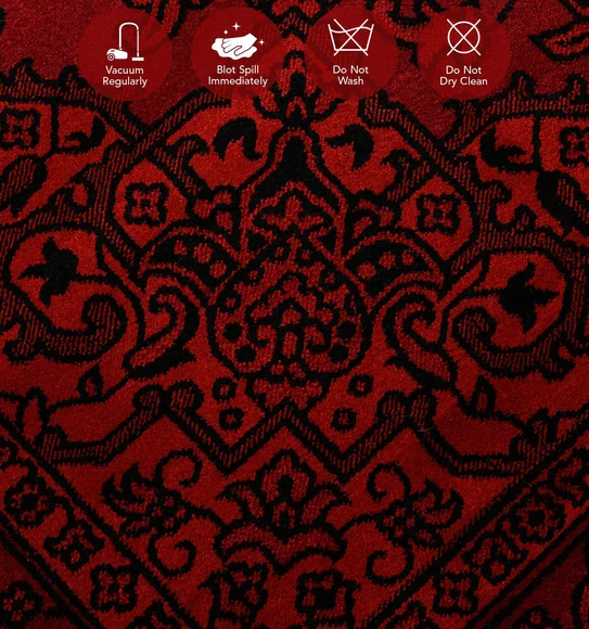 Afghan Classical Bedside Runner Black and Red