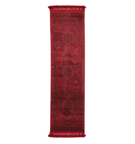 Afghan Classical Bedside Runner Black Red