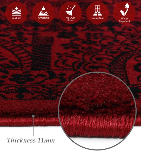 Afghan Classical Bedside Runner Black Red