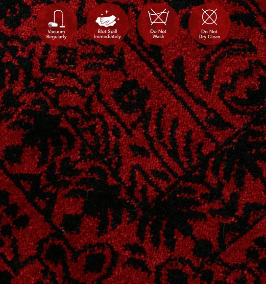 Afghan Classical Bedside Runner Black Red